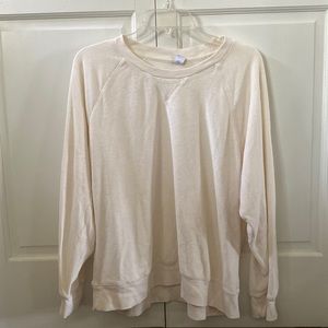 Old Navy French Terry Cloth Cream Long Sleeve Crewneck Sweatshirt